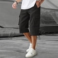 thumbnail image 2 of Long Mens Cargo Shorts Relaxed Fit Below Knee Long Shorts Workout Hiking Summer Lightweight Drawstring Elastic Waist 3/4 Capri Pants with Pockets Black M, 2 of 5