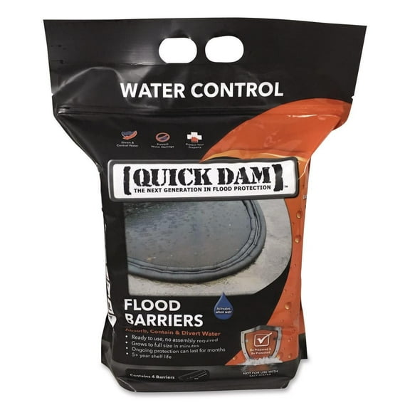 Quick Dam Flood Barriers, 6" x 5 ft x 3.5", 4/Pack