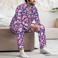 thumbnail image 5 of Salouo cartoon rainbow Skull Print Button-Front Long Sleeve Pajama Set for Men, Soft 2Pjs Men's Long Sleeve Sleepwear -Medium, 5 of 7