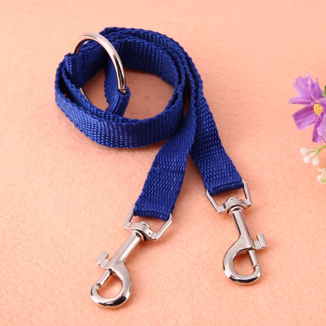 Correa Para Mascotas Nylon doble doble dos mascotas perros correa 2 vías acoplador caminar collar (azul)