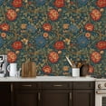 thumbnail image 2 of Floral Peel and Stick Wallpaper 17.7in x 9.8ft Floral Botanical Vibrant Red Blue Orange Peonies Dark Contact Paper Vinyl Waterproof Self Adhesive Wall Paper for Bedroom Shelf Cabinet Renter Friendly, 2 of 8