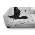 thumbnail image 3 of Black Crow Soft Flannel Fleece Blanket, Grunge Hand Drawn Ink Sketch of Flying Bird Gothic Art Paint Drops, Cozy Plush for Indoor and Outdoor Use, 60" x 80", Charcoal Grey and White, by Ambesonne, 3 of 6