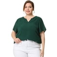 thumbnail image 4 of Blude talgrande pamujer Puntos suizos Cuello redondo Blusas lindas básicas Verde Oscuro XXL, 4 of 6