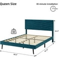 thumbnail image 2 of Homhougo—Queen Size Bed Frame, Upholstered Platform Queen Bed Frame with Adjustable Headboard, Velvet Bed Frame Queen, Wood Slats Support, No Box Spring Needed, Green, 2 of 6