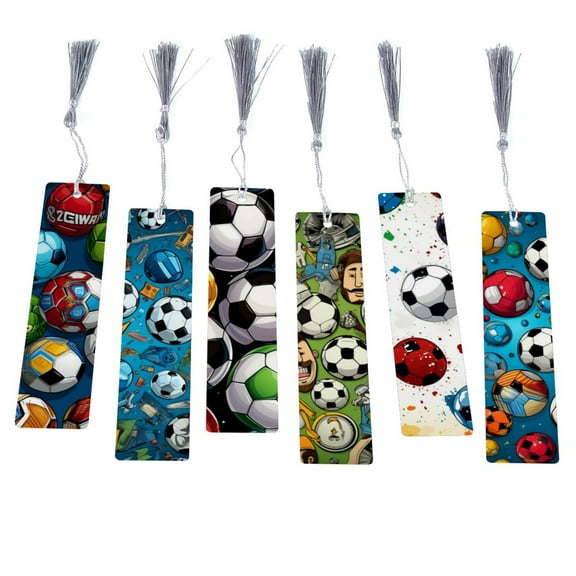6PCS Football Soccer Bookmark Birthday Christmas Gifts Mothers Day Valentine's Day for Women Girls Teacher Readers Book Lover