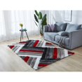 thumbnail image 3 of MDA Rugs Mateos Shag Collection Area Rug Red/Beige 7' Round 6' Round Red, White, Black Round, 3 of 5