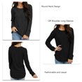 thumbnail image 2 of Women Long Sleeve Top, Polyester Fabric Fashionable Off Shoulder Shirt Loose Fit Pure Color Round Neck For Dating For Work ANGGREK Otros, 2 of 6