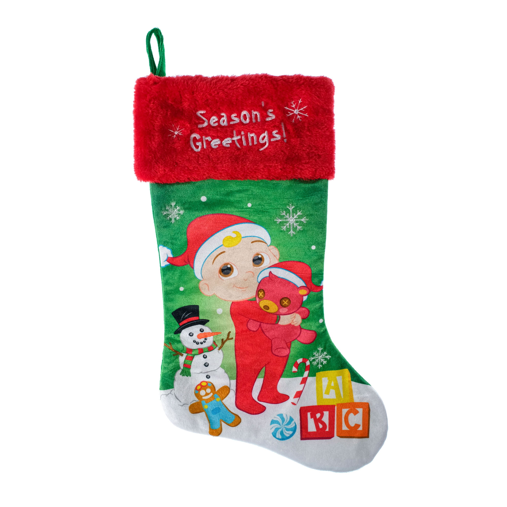 CoComelon JJ 20 inch, Christmas Stocking, Green, Red, Multi-Color