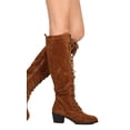 thumbnail image 2 of Nature Breeze Cortez-02 Women Suede Knee High Lace Up Chunky Heel Combat Boot, 2 of 3