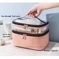 thumbnail image 3 of LANFENG Makeup Bag Double Layer Travel Makeup Bag Organizer Large Water-Resistant Cosmetic Bag Clear Top  Case Travel Accessories for Women, 3 of 5