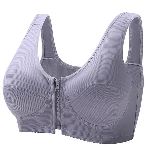 Gibobby Brasier Deportivo Mujer Ropa interior de sujetador de talla grande con cierre frontal de color liso para mujer(Gris,Chico)