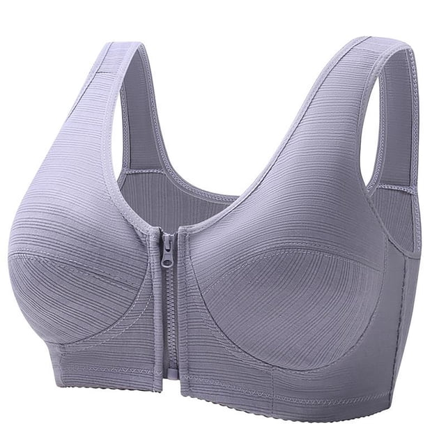Aayomet Sports Bra Color Front Closure Large Size Thin Bra Underwear (Gray, S)