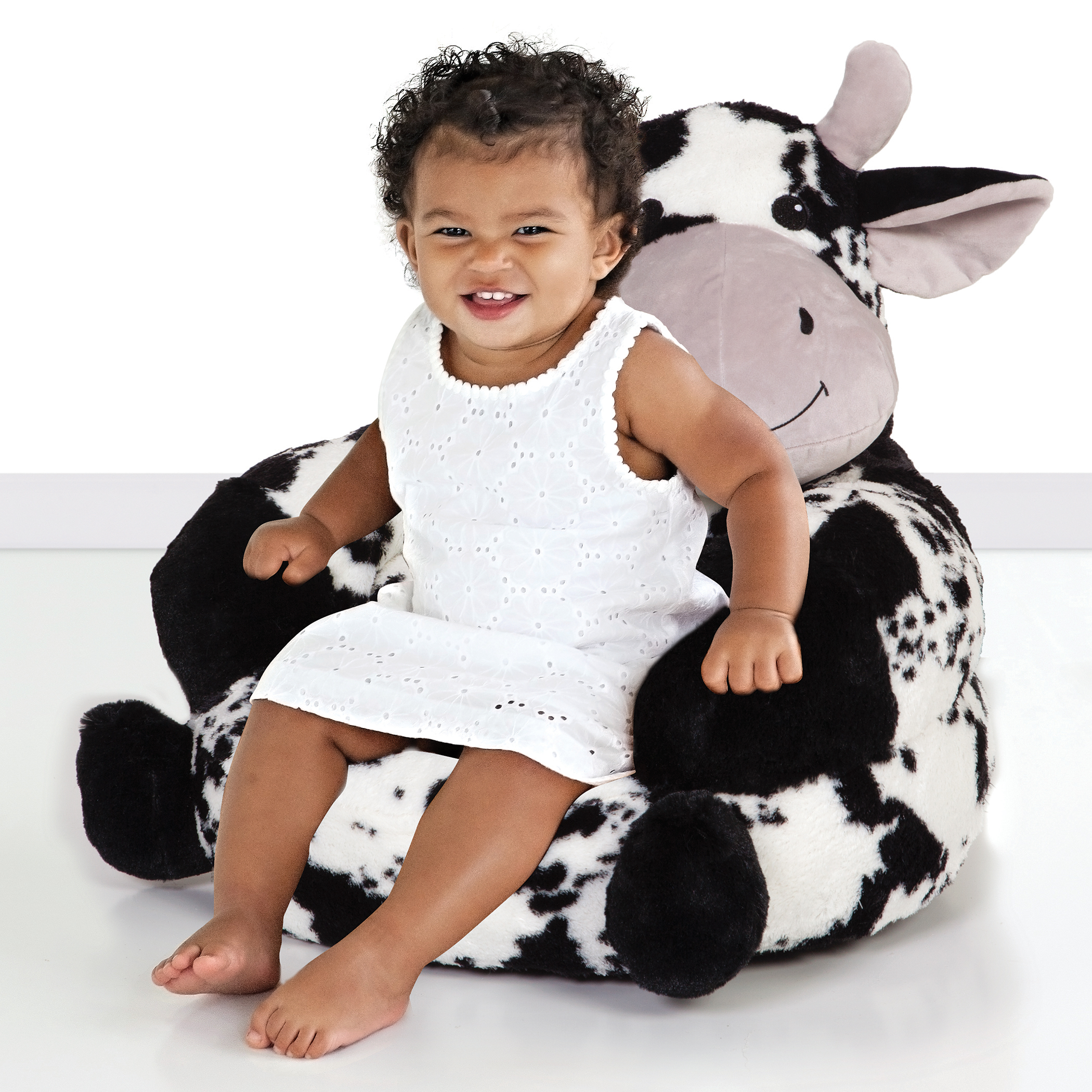 Trend Lab Toddler Plush Black and White Cow Character Chair - image 4 of 7