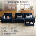 thumbnail image 3 of Modular Sectional Sofa with Removable Washable Covers, Oversized Deep Seat 3 Seater L-Shaped Couch with Storage Ottoman & Console, Chenille in Navy Blue, 3 of 8