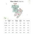 thumbnail image 2 of CARETOO Toddler Girl Clothes Cute Ruffle Short Sleeve T-Shirt Floral Pant+Headband 3Pcs Baby Girl Clothing Set 1-5T, 2 of 5