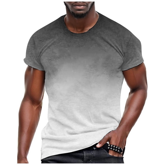 LUOGENLI T-shirts pour Homme pour Hommes T-Shirt de Sport de Loisirs d'Été pour Hommes T-Shirt Mode à Col à Revers Dégradé 3D à Manches Courtes à Col Rond T-Shirt Homme T-shirts pour Homme T-Shirt Graphique Pâques Noir TTG