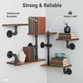 thumbnail image 3 of Industrial Rustic Modern Wood Ladder Pipe Wall Mounted Floating Shelves - Set of 3 Bookshelf,DIY Storage Shelving,Hung Bracket,Bookcase (Set of 3 Ladder Shelves), 3 of 9