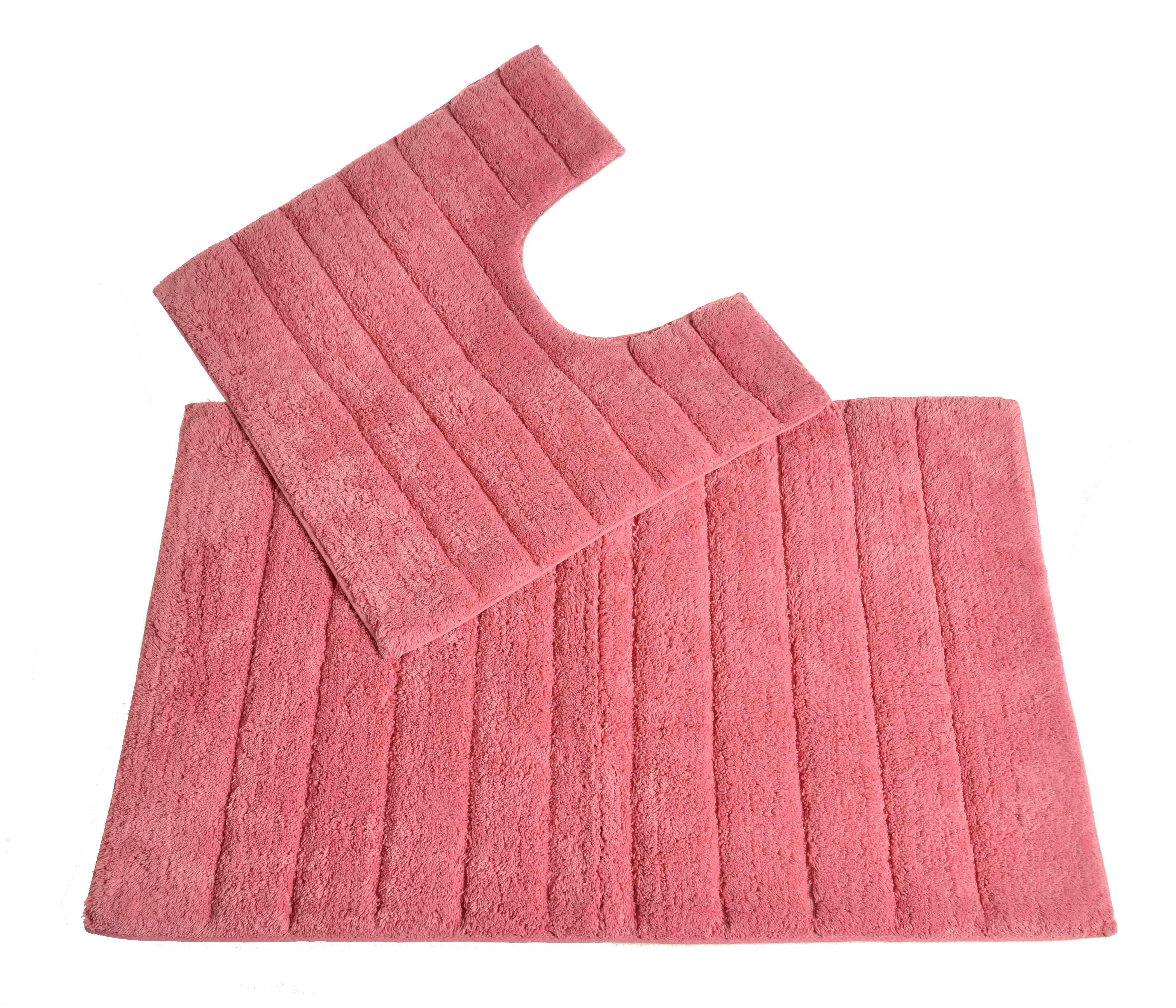 Luxury Bath Mat and Pedestal Set in Linear Ribbed Design