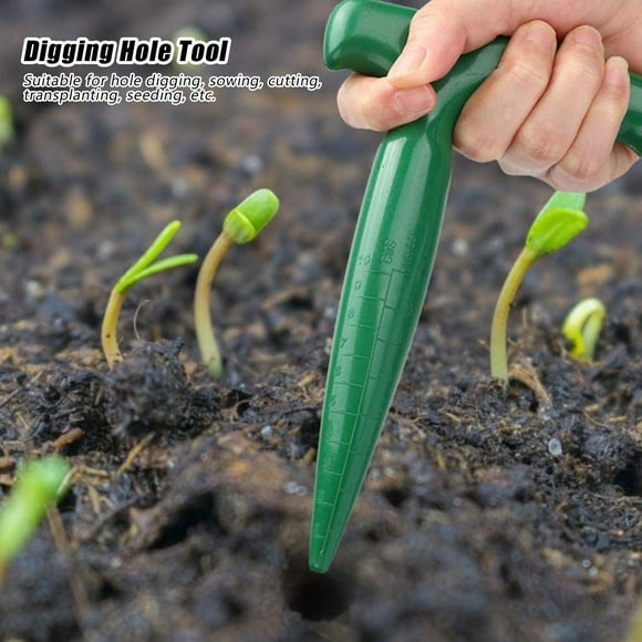 Boreal Craft Bulb Planter Tool Dibbler With Handle Soil Digging Hole Tool Soil Hole Puncher For Sowing Baby Arugula Hydro Seeder Germination Paper Gardening Tray for Potting High Traffic Bag Seeder