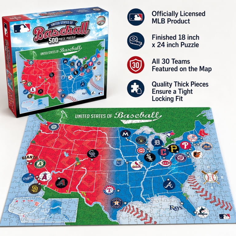 MasterPieces MLB - Iconic Baseball Sports League Map, 500 Piece