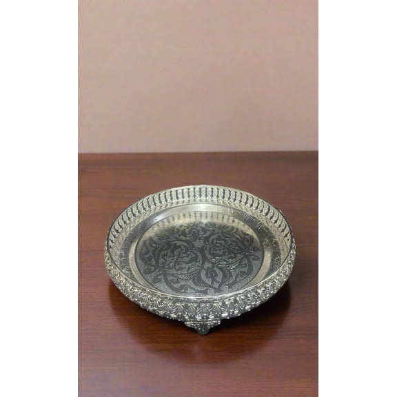 german silver 1 round tray for serving/ gift item, 12"