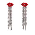 thumbnail image 1 of Aretes de borlas de diamantes de imitación con labios rojos brillantes, joyería para mujer, 1 of 4