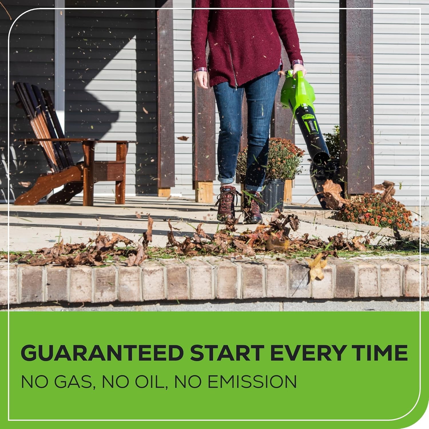 Greenworks 40V (100 MPH / 350 CFM / 75+ Compatible Tools) Cordless Axial Leaf Blower, 2.0Ah Battery and Charger Included