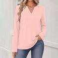 thumbnail image 4 of VBVC Women's V Neck Long Sleeve T Shirts , Ladies Casual Slim Stretchy Tunic Tops , Fall Winter Basic Dressy Shirts For Women, *Pink , X-Large, 4 of 6