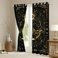 thumbnail image 3 of jejeloiu Gothic Moth Curtains Pack of 2 (42x84 Each),Retro Boho Bohemian Curtains Blackout,Gold Black Bedroom Curtains For Kids,Microfiber Bedroom Decor, 3 of 6