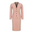 thumbnail image 4 of Women's Business Suit 2 Piece Long Sleeve Skirt Suit Set Lady Blazer Office Work Solid Slim Fit Jacket Outfits, 4 of 7