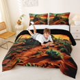 thumbnail image 3 of Manfei Classic Train Full Size Comforter Sets,Sunset Sky Bedding Comforter Set,Brown,Black Reversible,3pcs,1 Comforter and 2 Pillowcases, 3 of 7