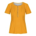 thumbnail image 4 of loopsun Plus Size Tops for Womens,Womens Summer Tops,Women's Printed V-neck Button Up Short Seeved Top Gold L, 4 of 4