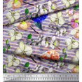 thumbnail image 3 of Soimoi Tissu Poly Georgette Rayé & Imprimé Floral Orchidée au Mètre 52 Pouces de Large, 3 of 3
