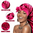 thumbnail image 5 of DODAMOUR Extra Long Satin Bonnet for Women, Adjustable Braid Bonnet with Tie Band, Double Layer Elastic Silk Bonnet for Braids Hair Sleeping Cap (Rose Red), 5 of 6