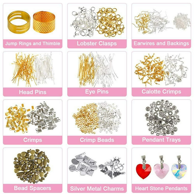 Incraftables Crimp Beads and Covers for Jewelry Making (2100 Pcs). Assorted Crimp Beads for Jewelry Making (7 Colors)