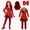 Red, variant on Halloween G"ir"ls Costume - Red Princess Costume Fancy Dress Outfit, Long‑Sleeve Plaid Patchwork Dress with Lace Leggings, Red Curly Wig & Heart Fingerless Gloves for Halloween Cosplay, Size:110