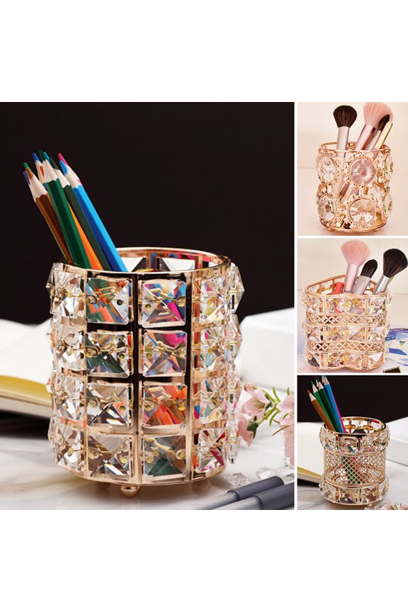 Pen Holder Creative Shape Large Capacity Shatterproof Non-Slip Wide Application Decorative Metal Pen Basket Stationery Cosmetics Storage Box for Home
