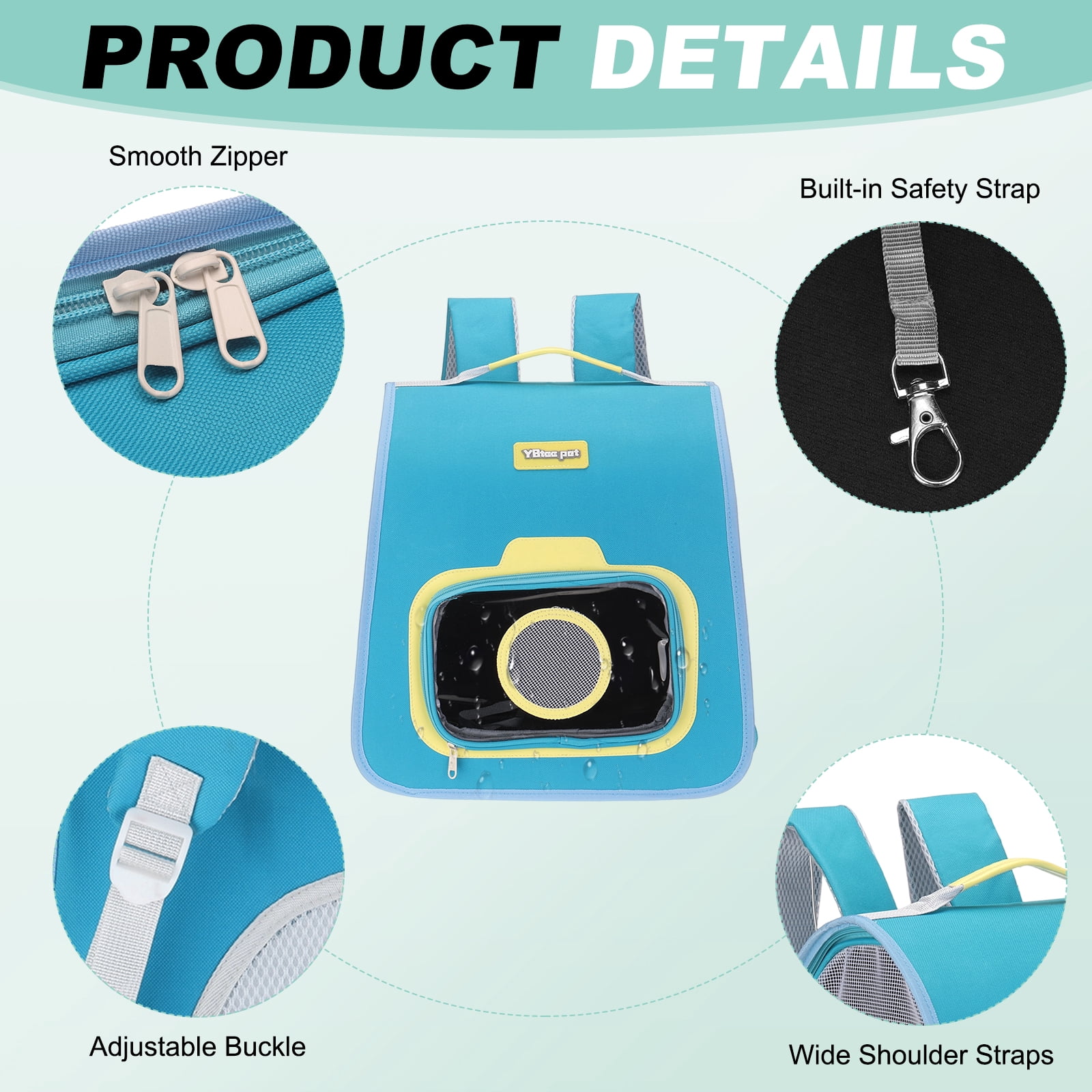 Cat Backpack Carrier, Large Space & Foldable, Breathable Pet Hiking Travel Backpack Sky Blue