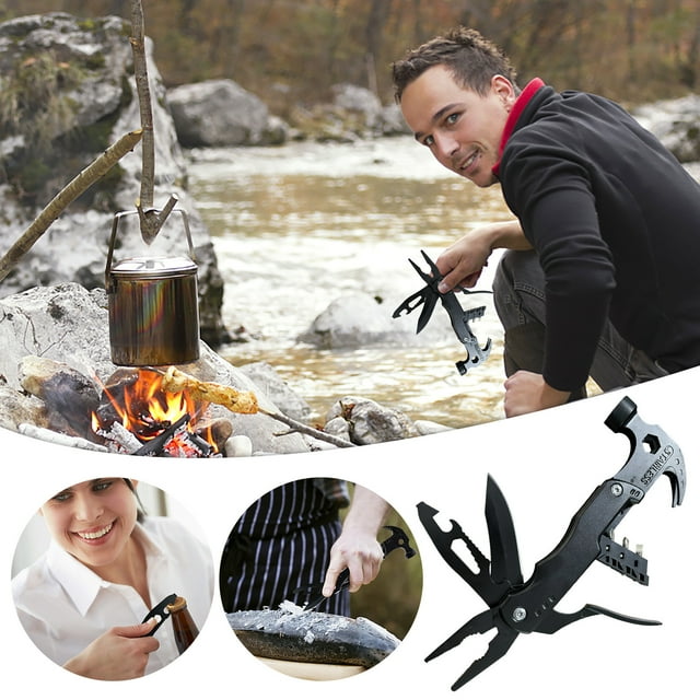 RKSTN Multifunctional Hammer Multifunctional Claw Pliers Home DIY Combination Tool Outdoor Camping Portable Mini Folding Multi-purpose