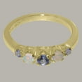 thumbnail image 6 of LBG British Made 10k Yellow Gold ring with Natural Tanzanite & Opal Womens band Ring - 33 size options - Size 11, 6 of 7