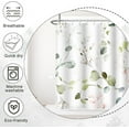 thumbnail image 6 of Sage Green Eucalyptus Shower Curtain, Green and Pink Shower Curtain Set for Bathroom Waterproof Pink Floral Shower Curtain Set with Hooks, 84x84 Inch, 6 of 6