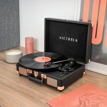 Victrola Journey Bluetooth Suitcase Record Player with 3-speed Turntable - Black