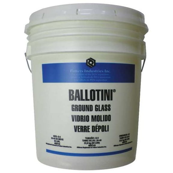 Ballotini Ground Glass Blast Media, 53 lb, Pail G3 (25-40)