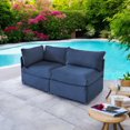 thumbnail image 2 of Patioflare Flexiform Modular Set Outdoor Armless Chair, Blue, 2 of 7
