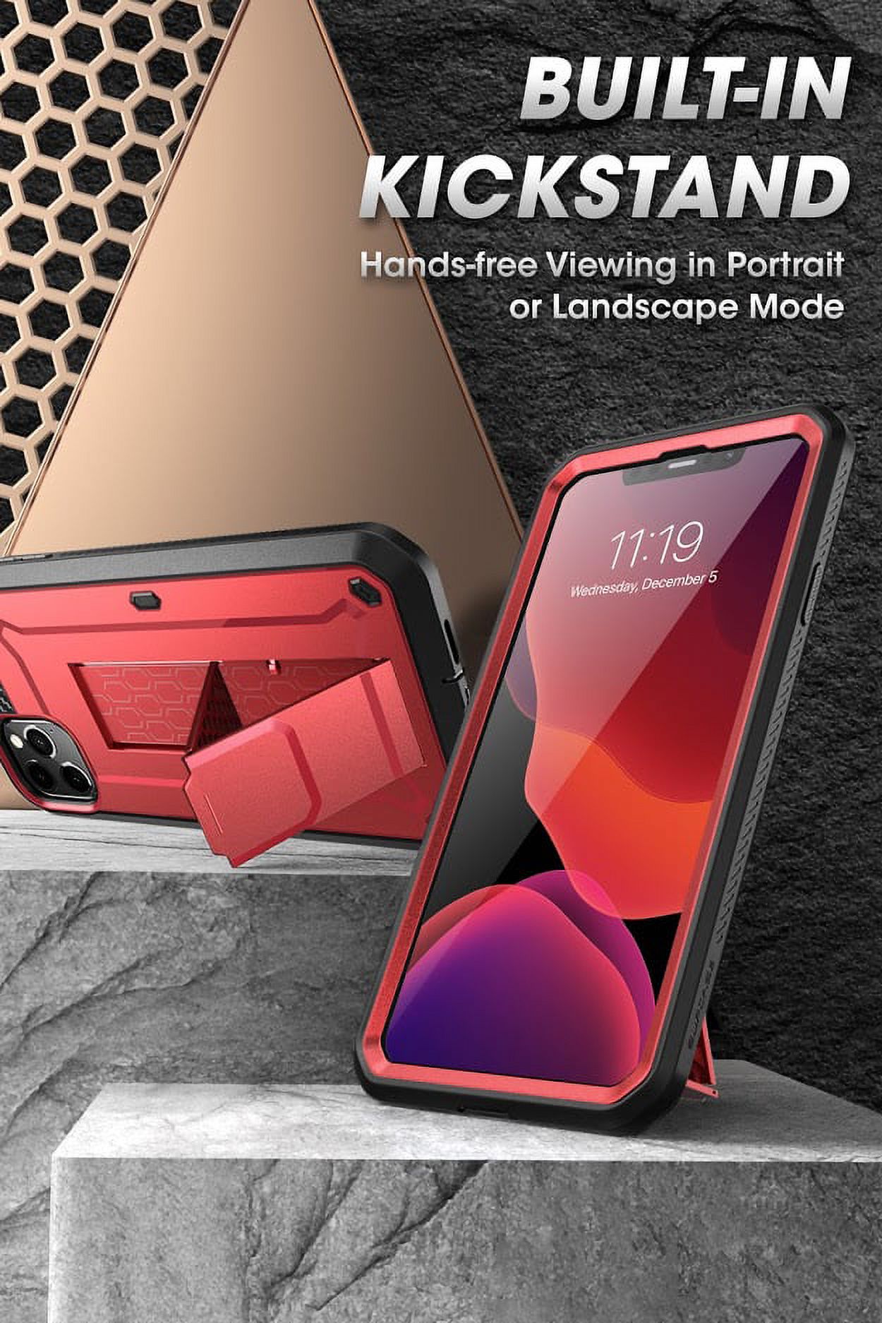 SUPCASE Unicorn Beetle Pro Series Case Designed for iPhone 11 Pro 5.8 Inch (2019 Release), Built-in Screen Protector Full-Body Rugged Holster Case (MetallicRed) - image 4 of 8