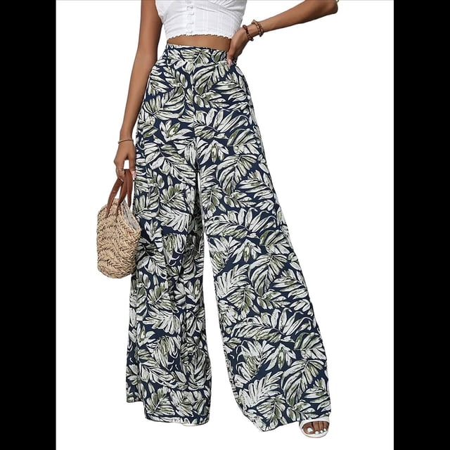 Pantalones Palazzo Elásticos de Pierna para Mujer, Informales, Cómodos y de Cintura Media. Color 5 L