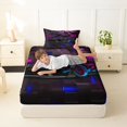 thumbnail image 4 of Manfei Race Car Twin Sheets,Classic Geometric Plaid Bedding,Purple,3-Piece,1 Fitted Sheet and 1 Pillowcase, 4 of 6