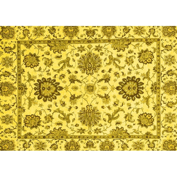 Ahgly Company Indoor Rectangle Abstract Yellow Modern Area Rugs, 2' x 4'