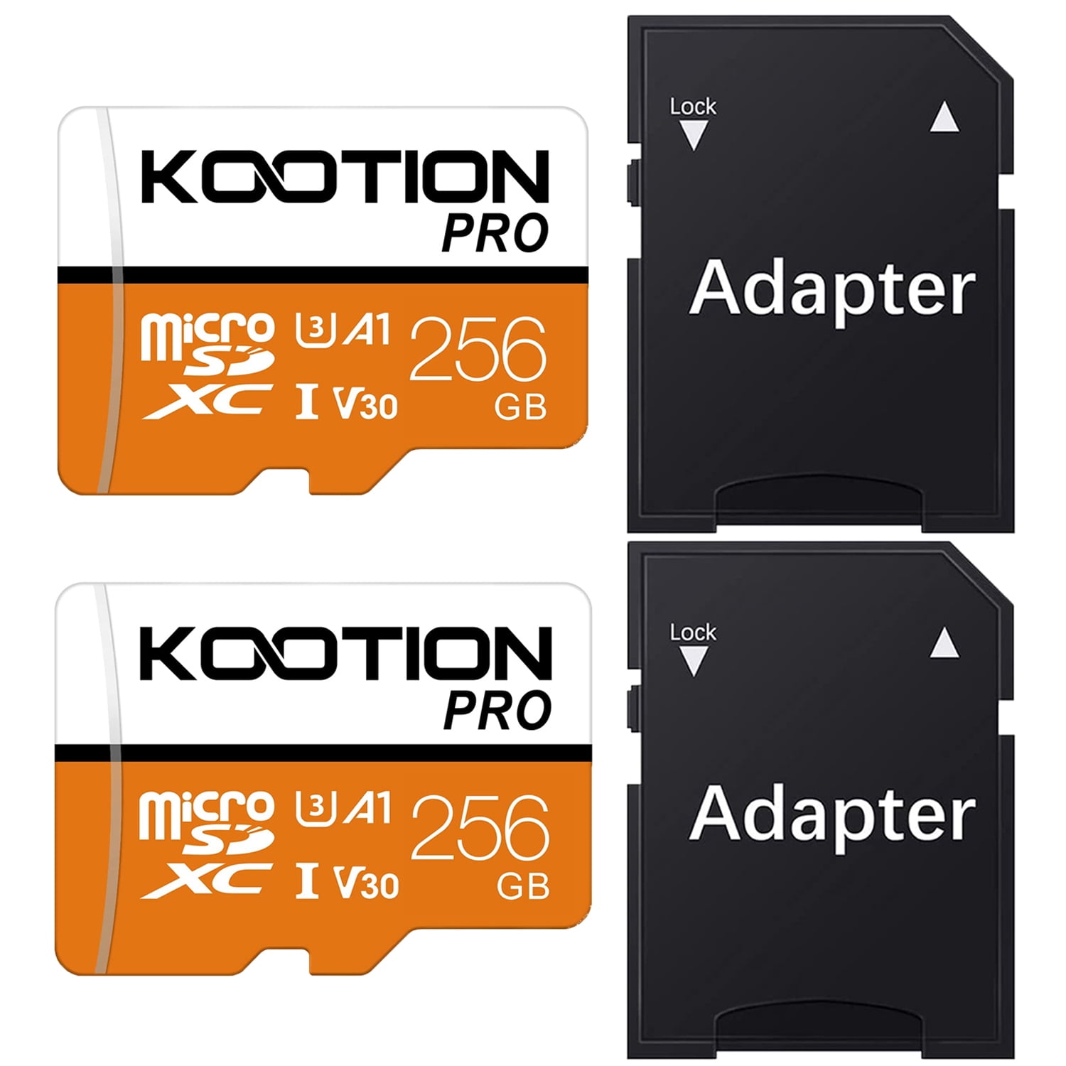 KOOTION 256 GB Micro SD Card 2 Pack U3 A30 TF Card Full HD 4K Memory