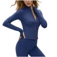 thumbnail image 2 of Favoffer Sportswear Jacket Women's Long Sleeve Stand Collar Elastic Skin Friendly Fabric Tops Slim Fit Athletic Outerwear Yoga Running Workout, 2 of 8